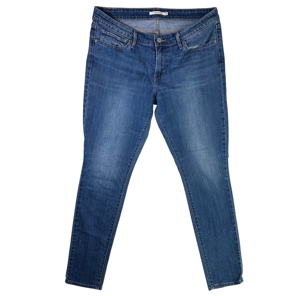Levis 711 Skinny Jeans Womens 32 Medium Wash Mid Rise Stretch Denim Blue Casual
